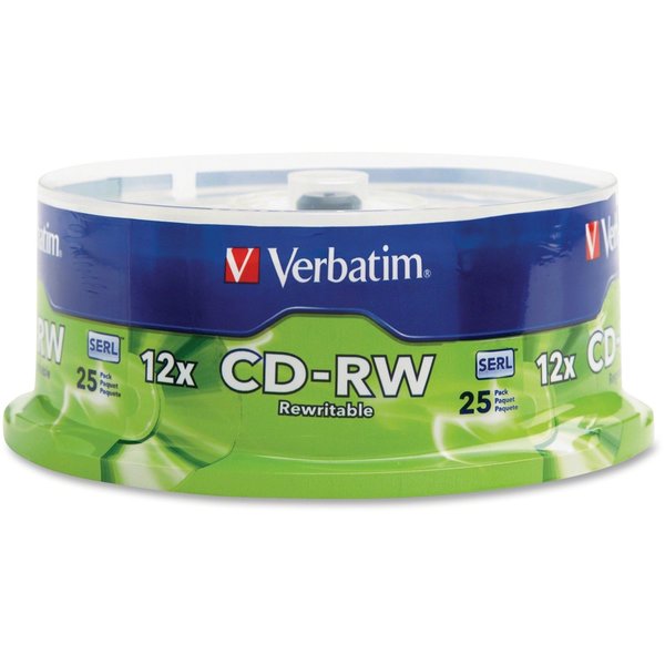 Verbatim Disc, Cd-R/W 80 Min, 700Mb, Branded, 4X - 12X, High Speed, 25 Pk, PK25 95155